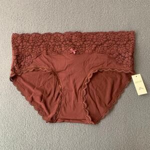Aerie Boybrief Culotte Lace Trim Panties Maroon Burgundy Medium NWT